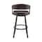 Armen Living Bronson 29" Bar Height Swivel Bar Stool in Java Brown Finish and Chocolate Faux Leather 721535761876 - alternate 2
